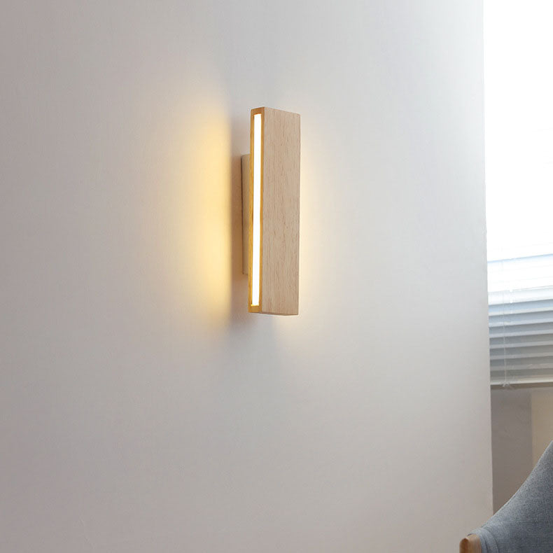 Minimalist Wood Wall Sconce | Rotatable LED Bar