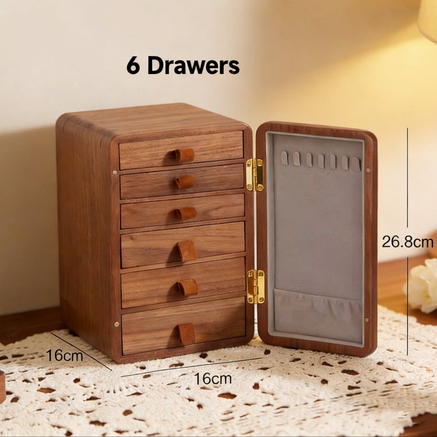 Large Walnut Jewelry Storage Chest