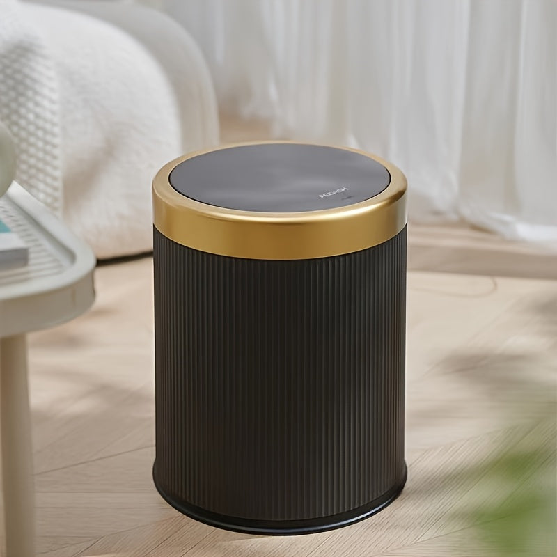 Oval Press Top Trash Can with Dual Inner Bucket