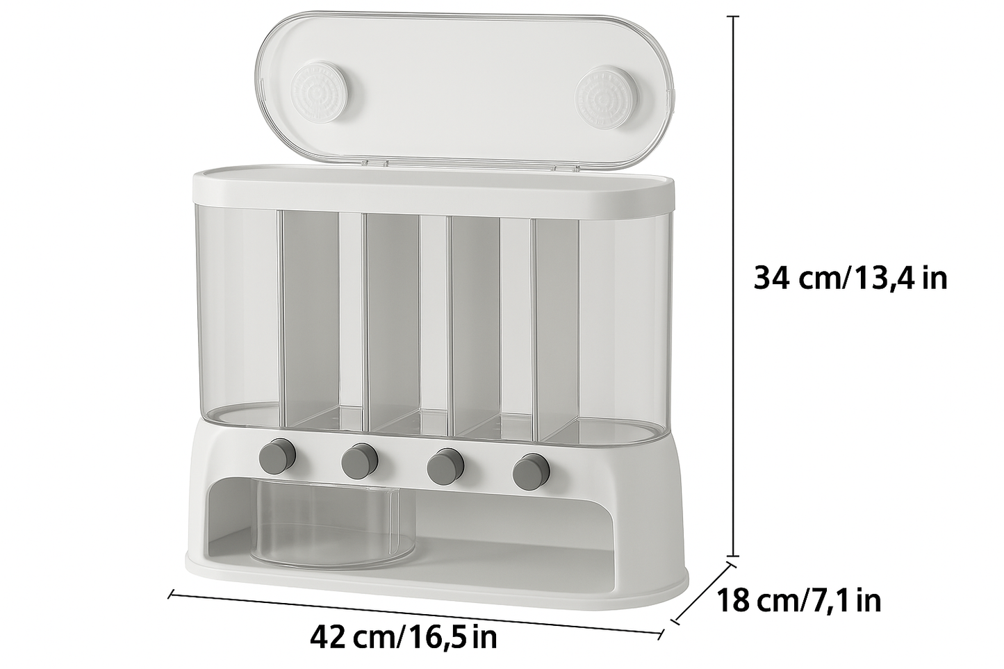 Segmented Kitchen Grain Storage Box | Airtight Pantry Dispenser