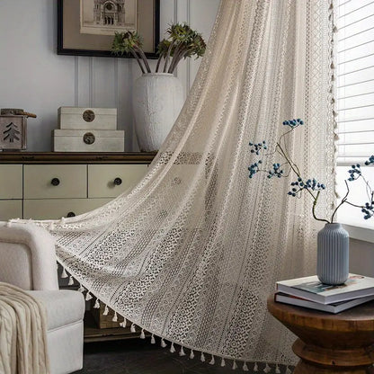 Bohemian Crochet Curtain Panel
