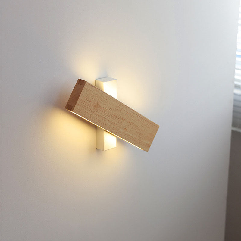Minimalist Wood Wall Sconce | Rotatable LED Bar