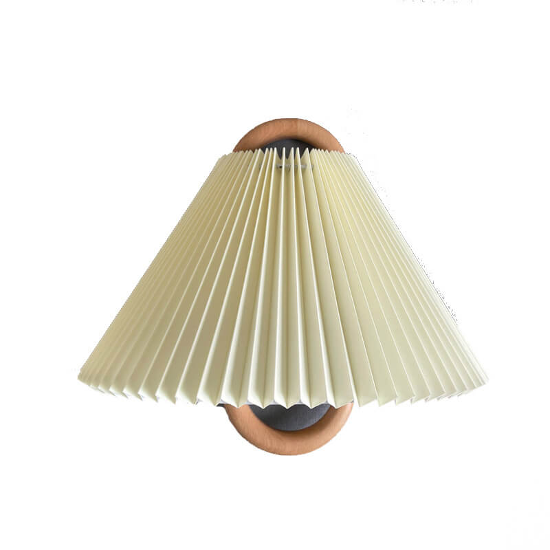 Modern Wall Sconce | Wooden Arm with Pleated Shade
