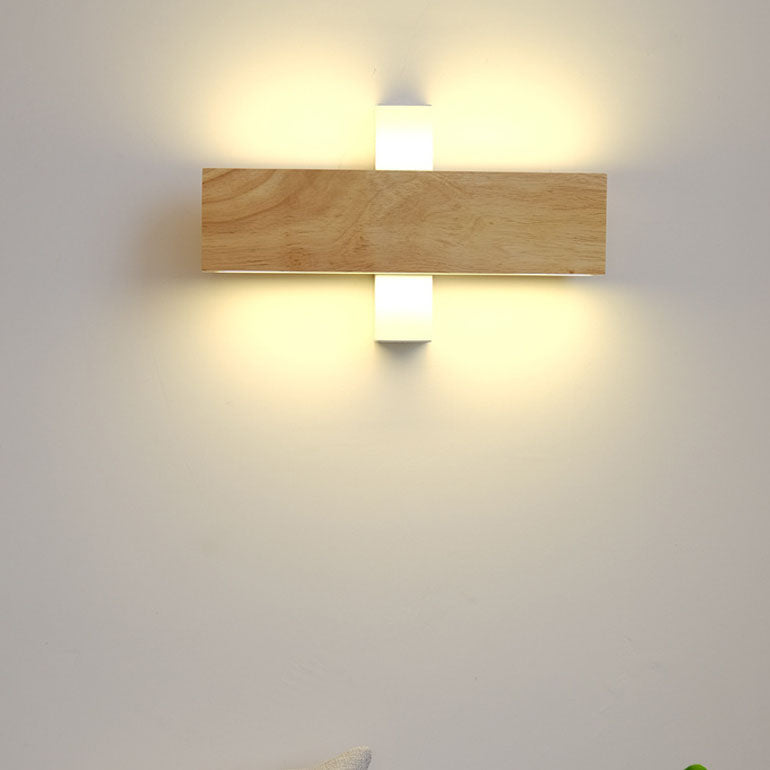 Minimalist Wood Wall Sconce | Rotatable LED Bar
