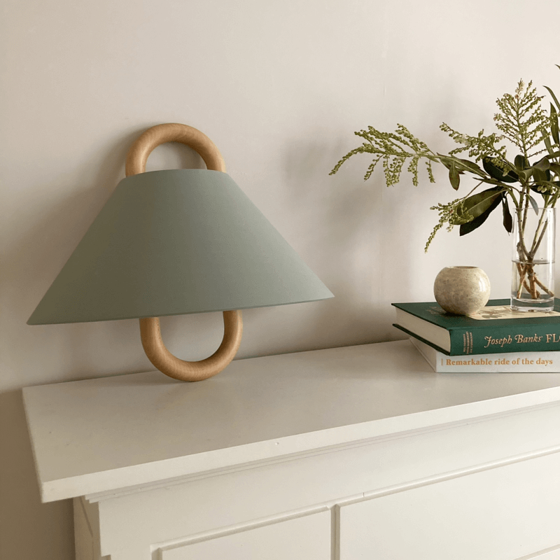 Modern Wall Sconce | Wooden Arm with Pleated Shade