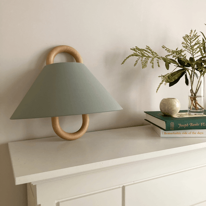 Modern Wall Sconce | Wooden Arm with Pleated Shade