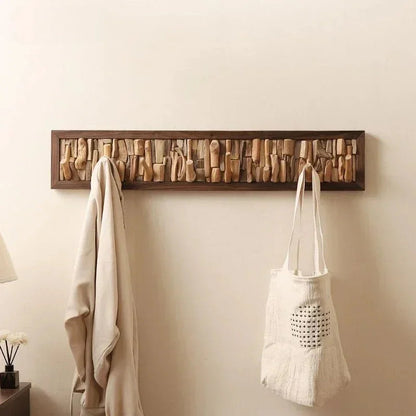 Wood Peg Rail Wall Coat Rack