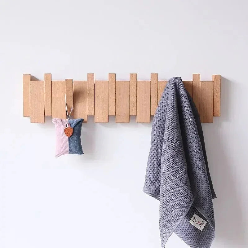 Horizontal Wood Wall Hook Rack