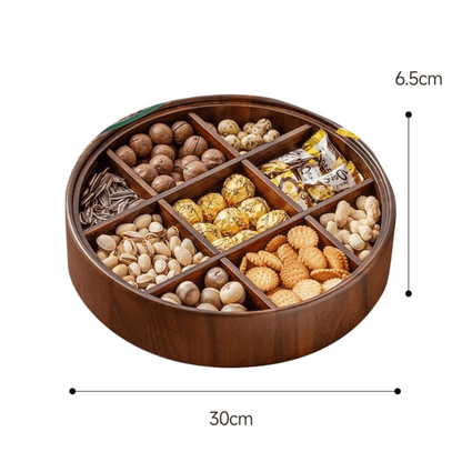 Round Charcuterie Board | Bamboo 9 Compartment Spinner