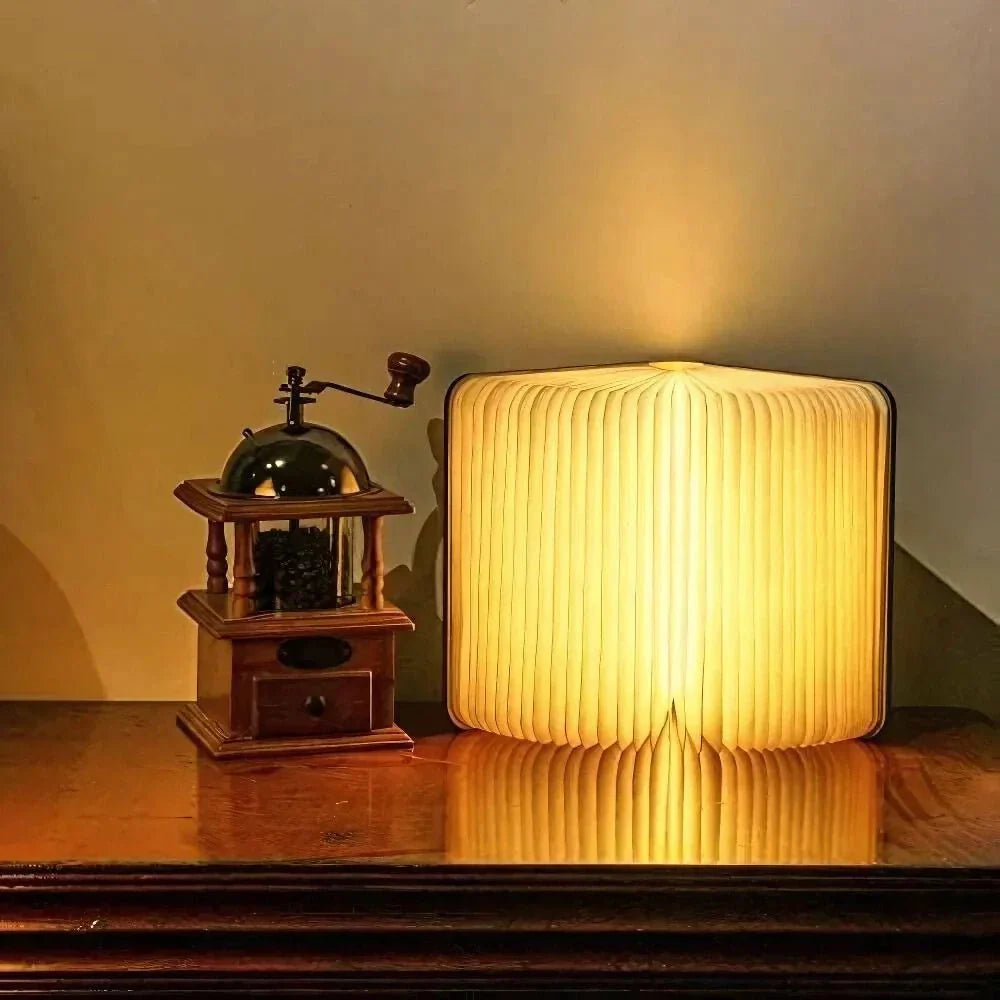 Book Lamp | 360° Folding LED Rechargeable Wooden Nightlight