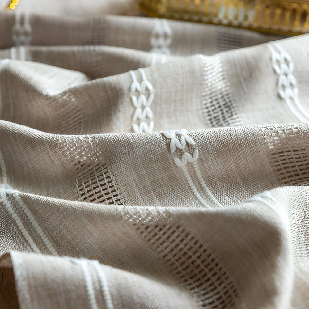 Blue Striped Table Runner | Fabric with Tassels