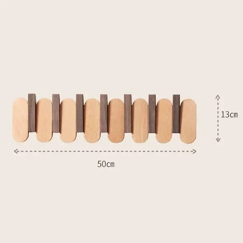 Slatted Wood Wall Coat Rack