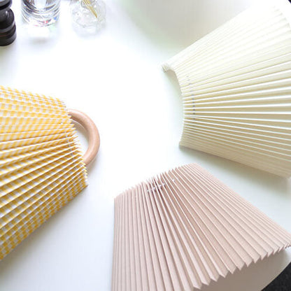 Modern Wall Sconce | Wooden Arm with Pleated Shade