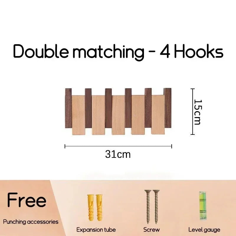 Horizontal Wood Wall Hook Rack