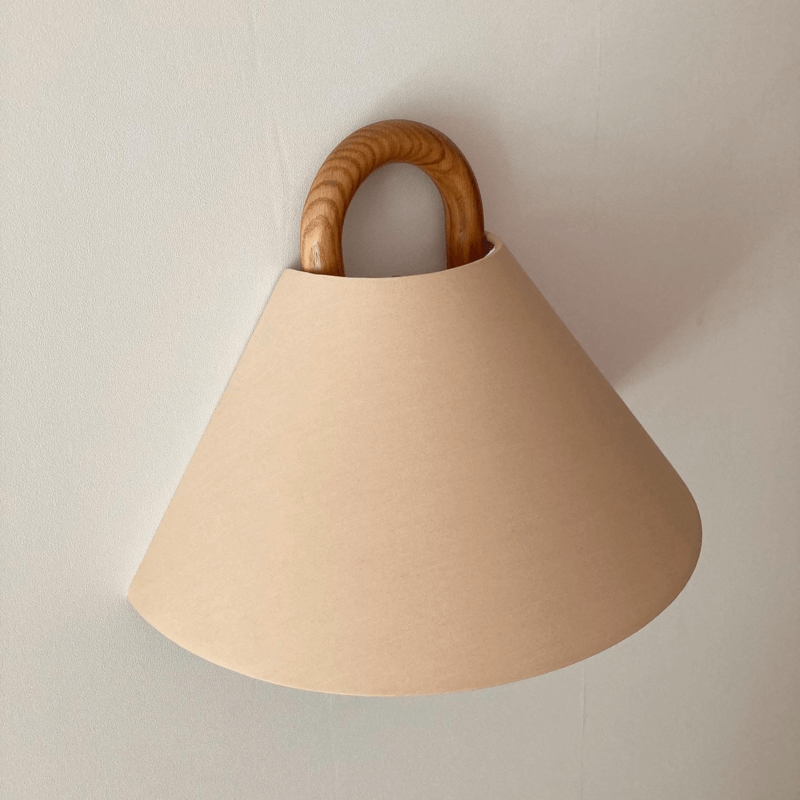 Modern Wall Sconce | Wooden Arm with Pleated Shade