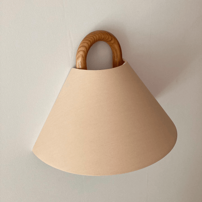 Modern Wall Sconce | Wooden Arm with Pleated Shade