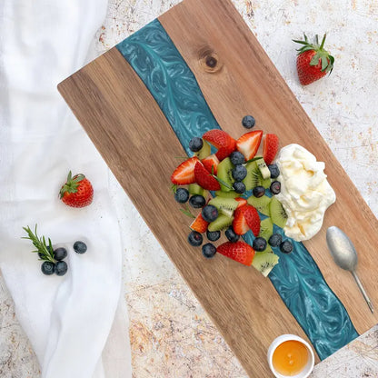 Charcuterie Board | Resin River Acacia Wood Serving Tray & Cheese Platter