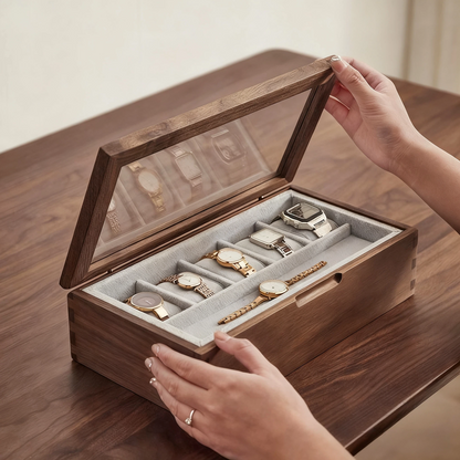 Minimalist Walnut Watch Organizer Box