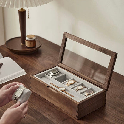 Minimalist Walnut Watch Organizer Box