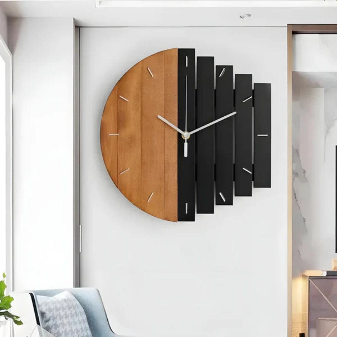 Large 3D Wood Wall Clock | Rustic Silent Quartz Timepiece