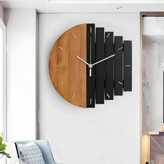 Large 3D Wood Wall Clock | Rustic Silent Quartz Timepiece