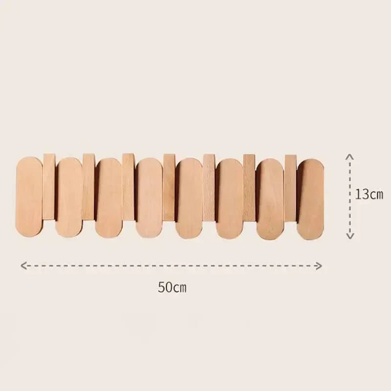 Slatted Wood Wall Coat Rack