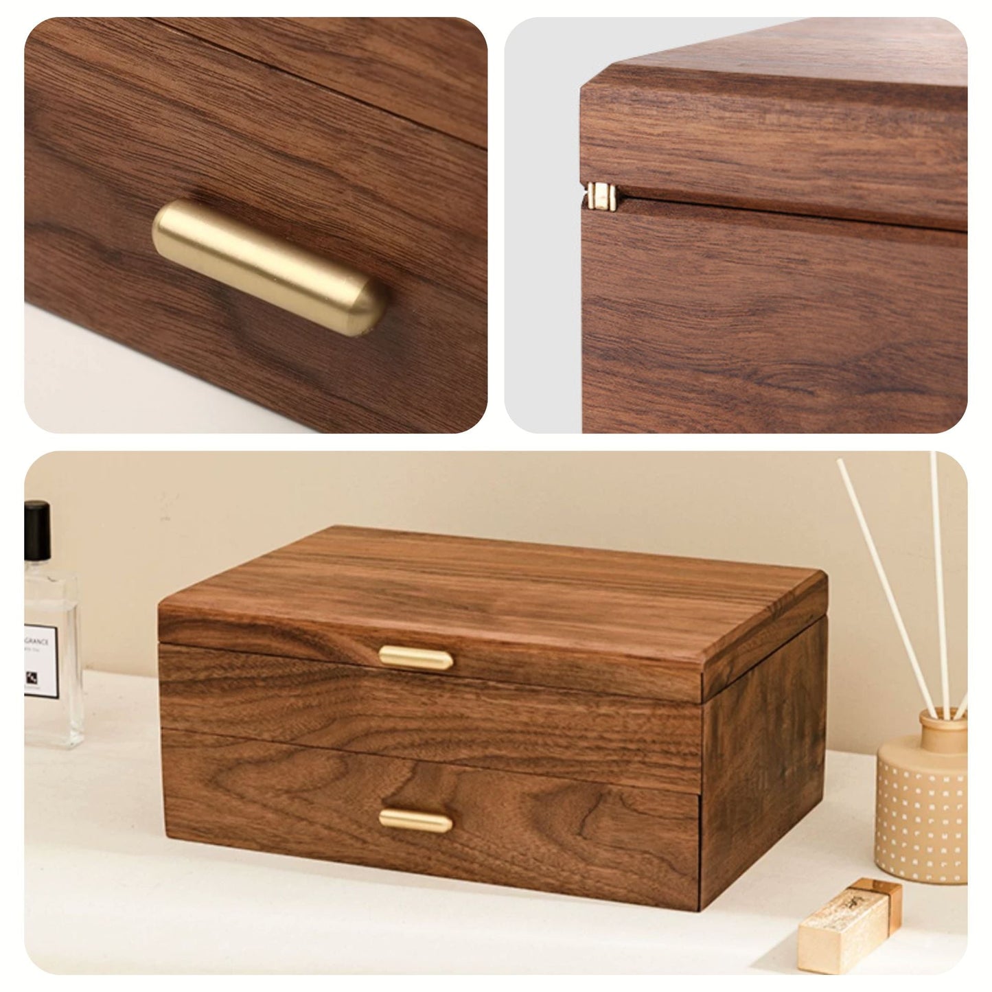 Walnut Jewelry Box with Necklace Organizer