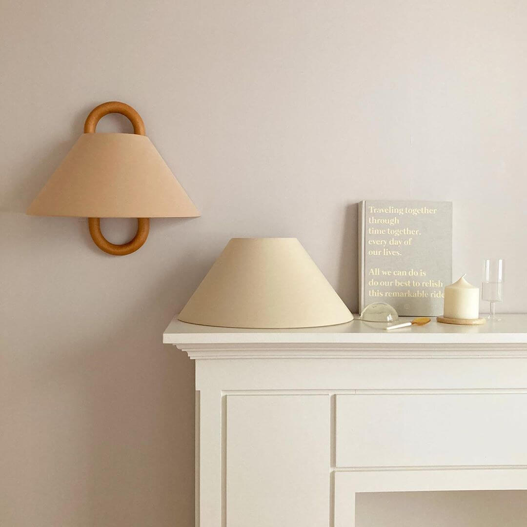 Modern Wall Sconce | Wooden Arm with Pleated Shade