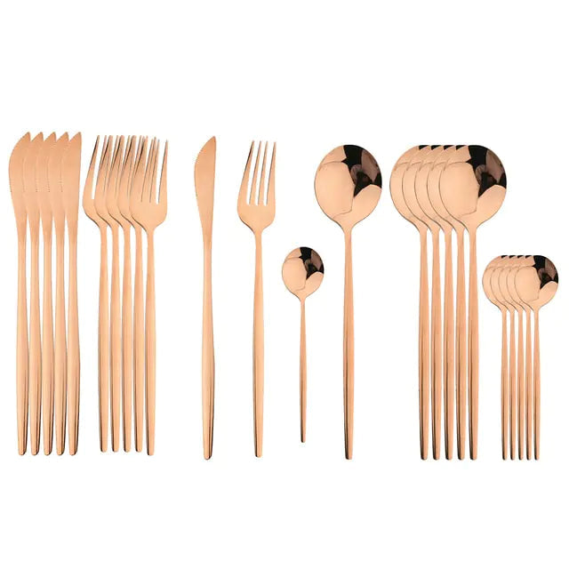 24-piece Stainless Steel Cutlery Set – Aurinox-Rose gold-State of Style