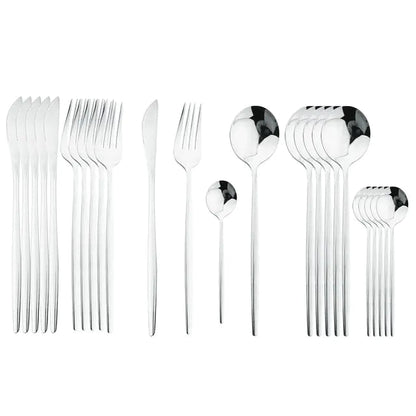 24-piece Stainless Steel Cutlery Set – Aurinox-Silver-State of Style