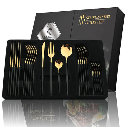 24-piece Stainless Steel Cutlery Set – Aurinox-Silver-State of Style