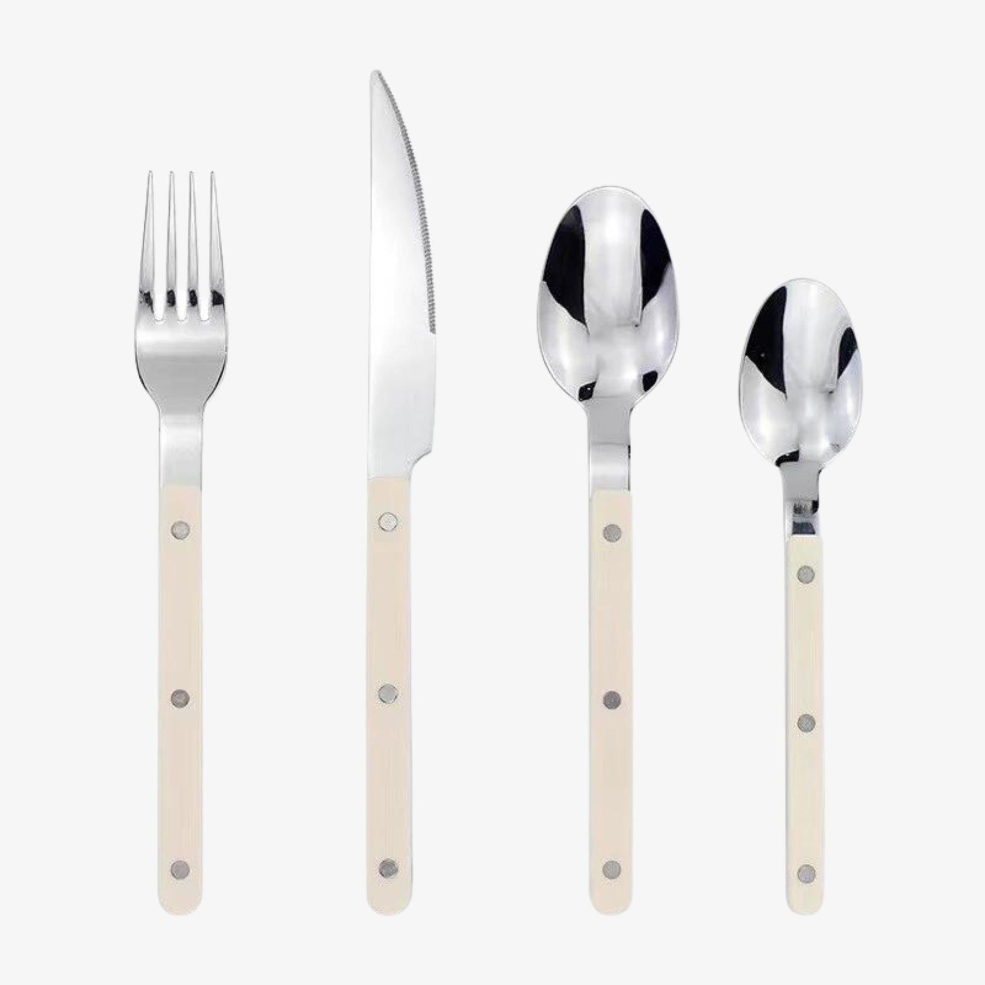 24-Piece Stainless Steel Cutlery Set with Engraved Design – BistroLine-White-State of Style