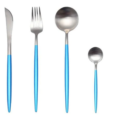 24-Piece Stainless Steel Gold-Silver Luxury Cutlery - RoyalGlow-Black-State of Style