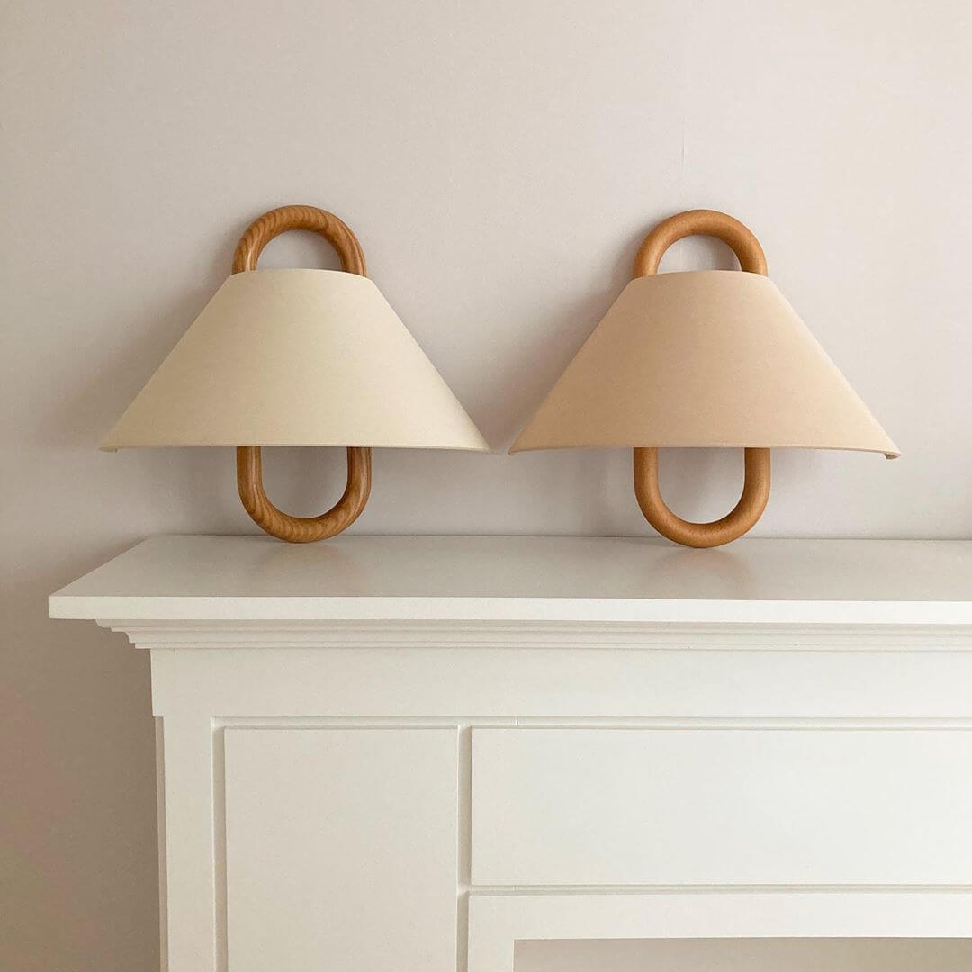 Modern Wall Sconce | Wooden Arm with Pleated Shade