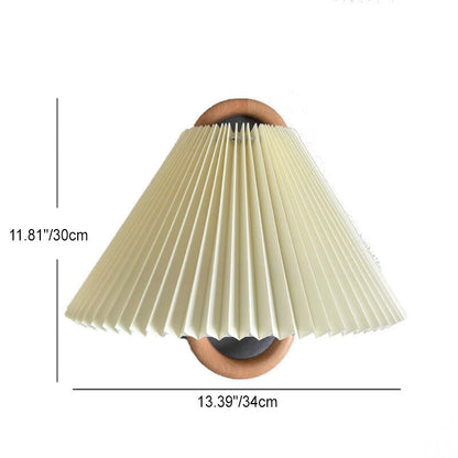 Modern Wall Sconce | Wooden Arm with Pleated Shade