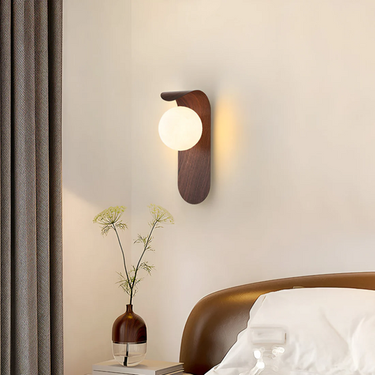 LED Wall Sconce | Scandinavian Minimalist Wooden Bedroom Light
