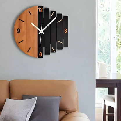 Large 3D Wood Wall Clock | Rustic Silent Quartz Timepiece