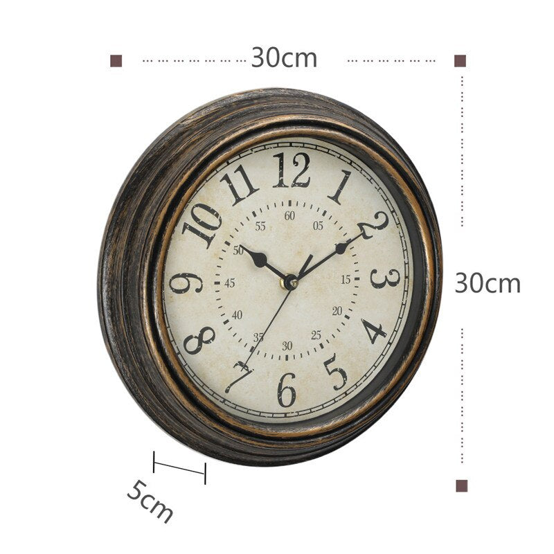 Rustic Wood Wall Clock | Vintage Antique Style 30cm Timepiece