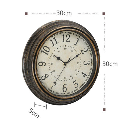 Rustic Wood Wall Clock | Vintage Antique Style 30cm Timepiece
