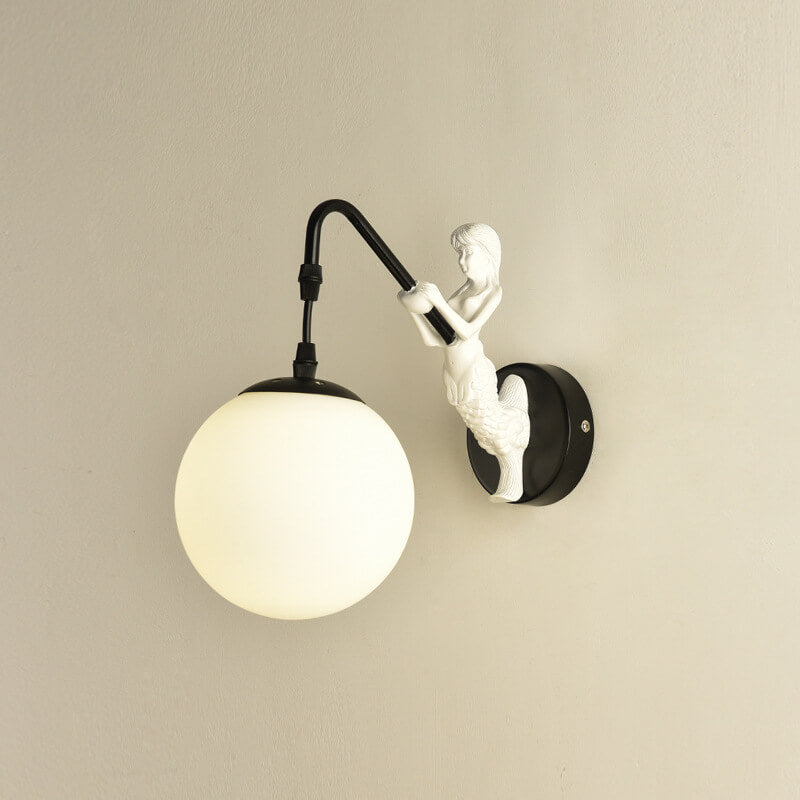 Vintage Wall Sconce | Rustic Metal Arm with Glass Orb
