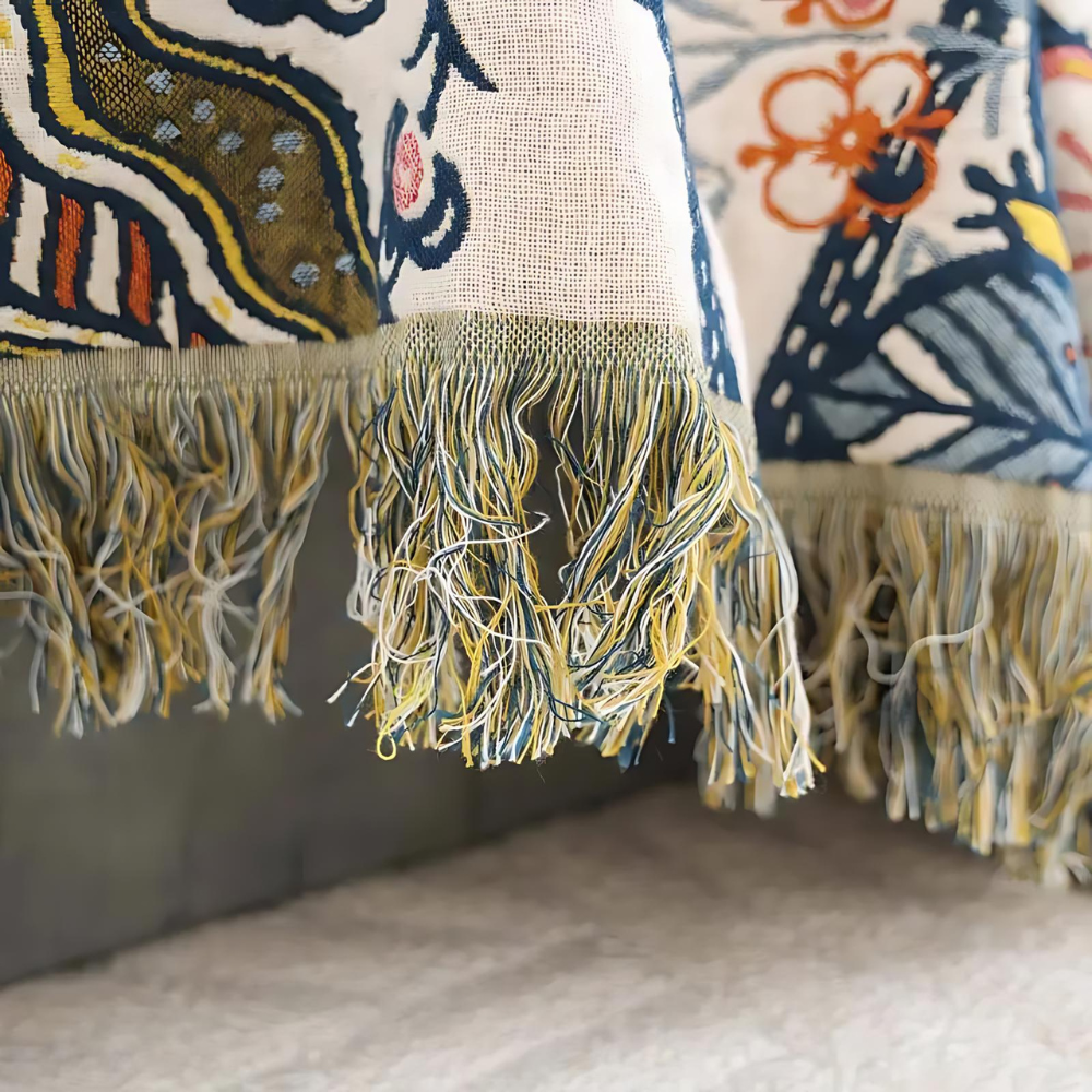 Rustic Artistic Throw Blanket | Woven Floral Pattern