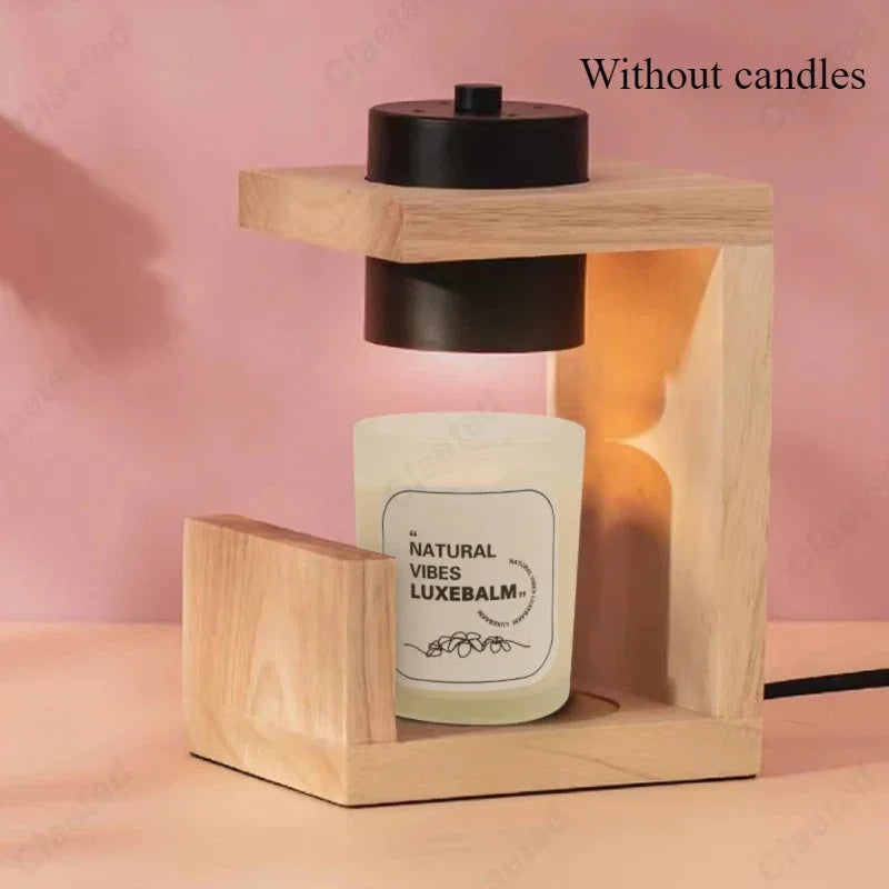 Modern Wood Block Candle Warmer Lamp
