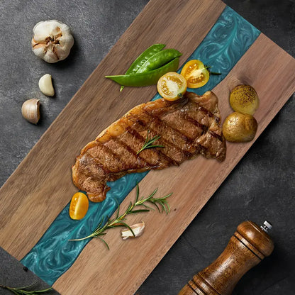 Charcuterie Board | Resin River Acacia Wood Serving Tray & Cheese Platter
