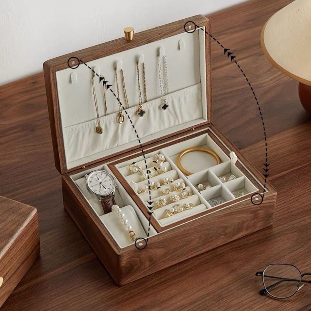Walnut Jewelry Box with Lift Out Tray