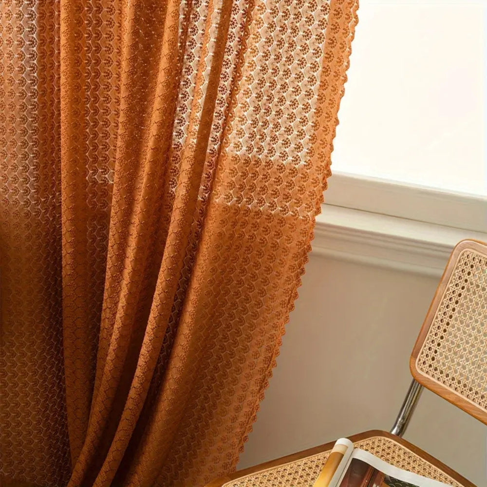 Amber Boho Crochet Curtain Panel