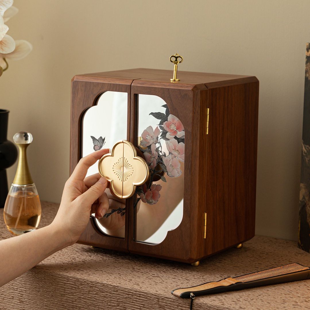 Lockable Wooden Jewelry Storage Cabinet