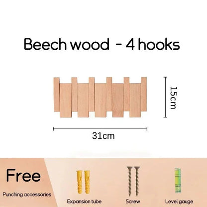 Horizontal Wood Wall Hook Rack