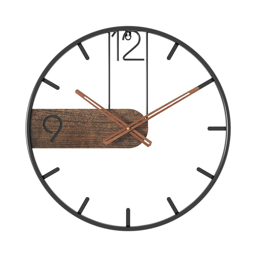Walnut Wood Wall Clock | Modern Stainless Steel Frame
