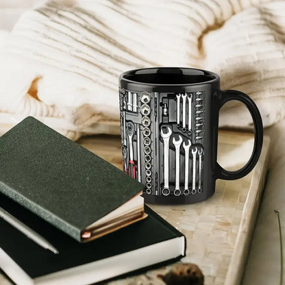 Mechanic Ceramic Coffee Cup | Socket and Wrench Print