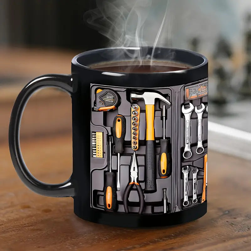 Auto Mechanic Coffee Cup | Black Toolbox Graphic Print